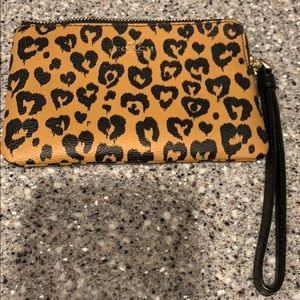 Authentic Coach leopard print wristlet
